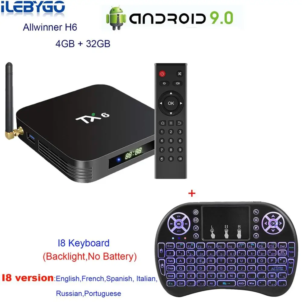 4GB 32GB I8 Ilebygo Smart tv Box Android 9,0 Tanix TX6 Allwinner H6 4 Гб ОЗУ 32 Гб ПЗУ 32G поддержка 4K H.265 2,4G WiFi 2G16G медиаплеер - Цвет: 4GB 32GB I8