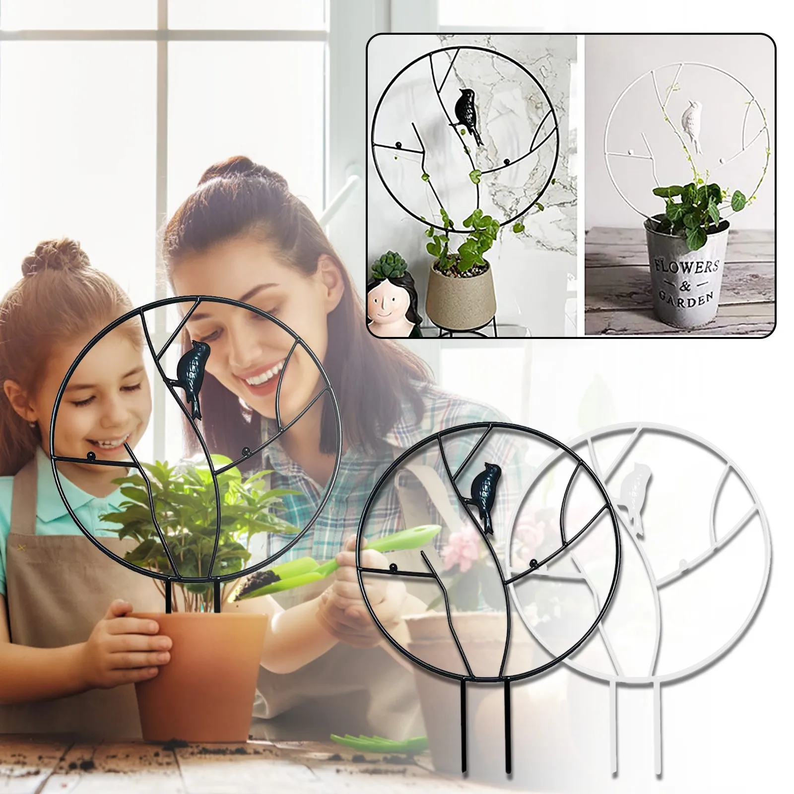 

Creative Loop Garden Flowerpot Plant Bracket Climbing Frame Bird-shaped Iron Art Metal Wreath Floral Stand Frame
