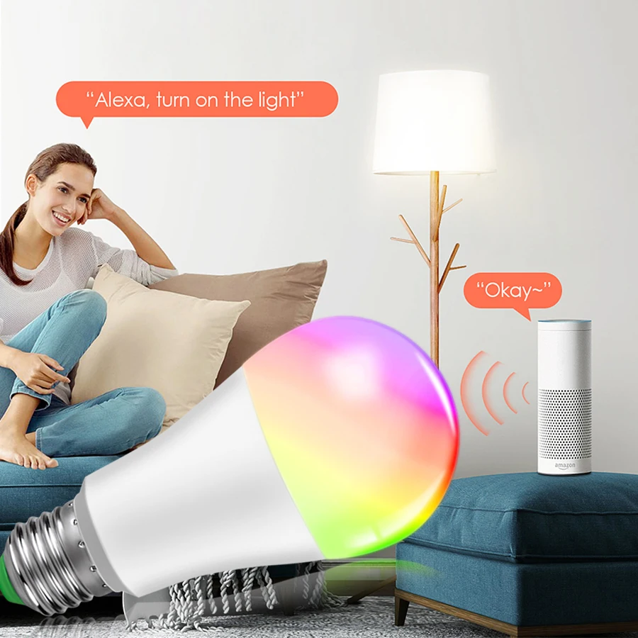 

Smart Bulb Dimmable Intelligent Night Light Timer Smart Bulb Wifi E14 E27 APP Voice Control Works With Echo Google Assistant