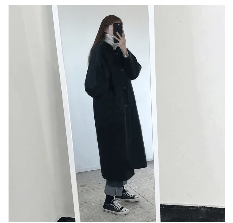 Heydress осеннее зимнее шерстяное пальто простое однотонное однобортное женское длинное шерстяное пальто с отложным воротником для отдыха