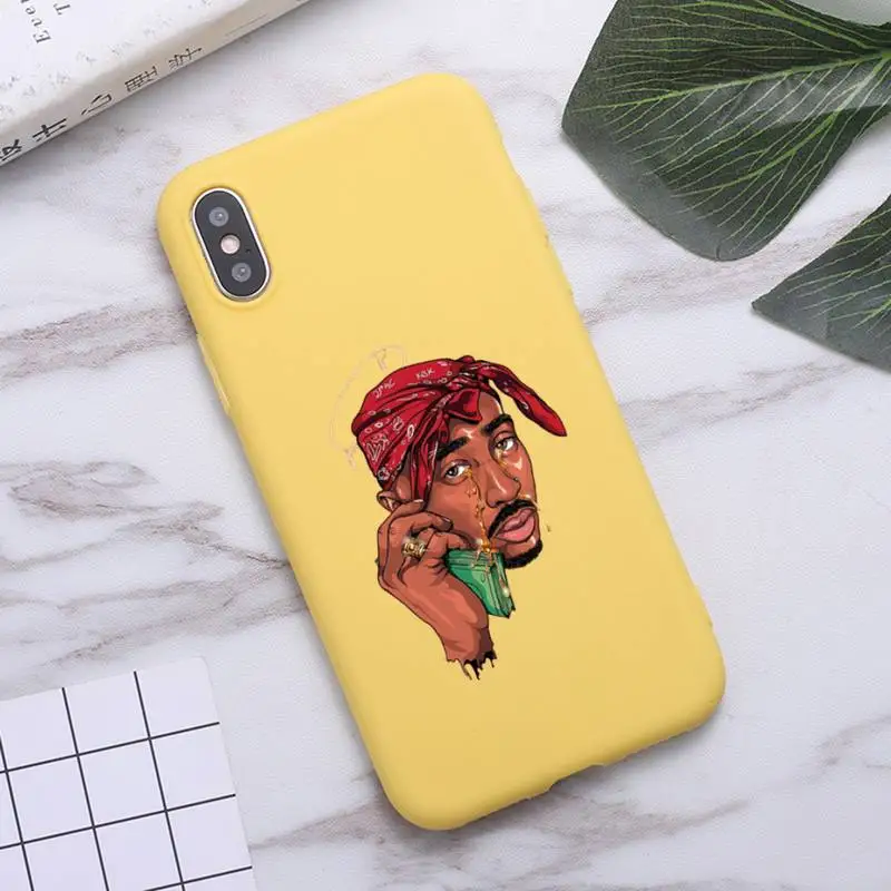 

American Rapper 2pac Phone Case Candy Color for iPhone 6 7 8 11 12 s mini pro X XS XR MAX Plus