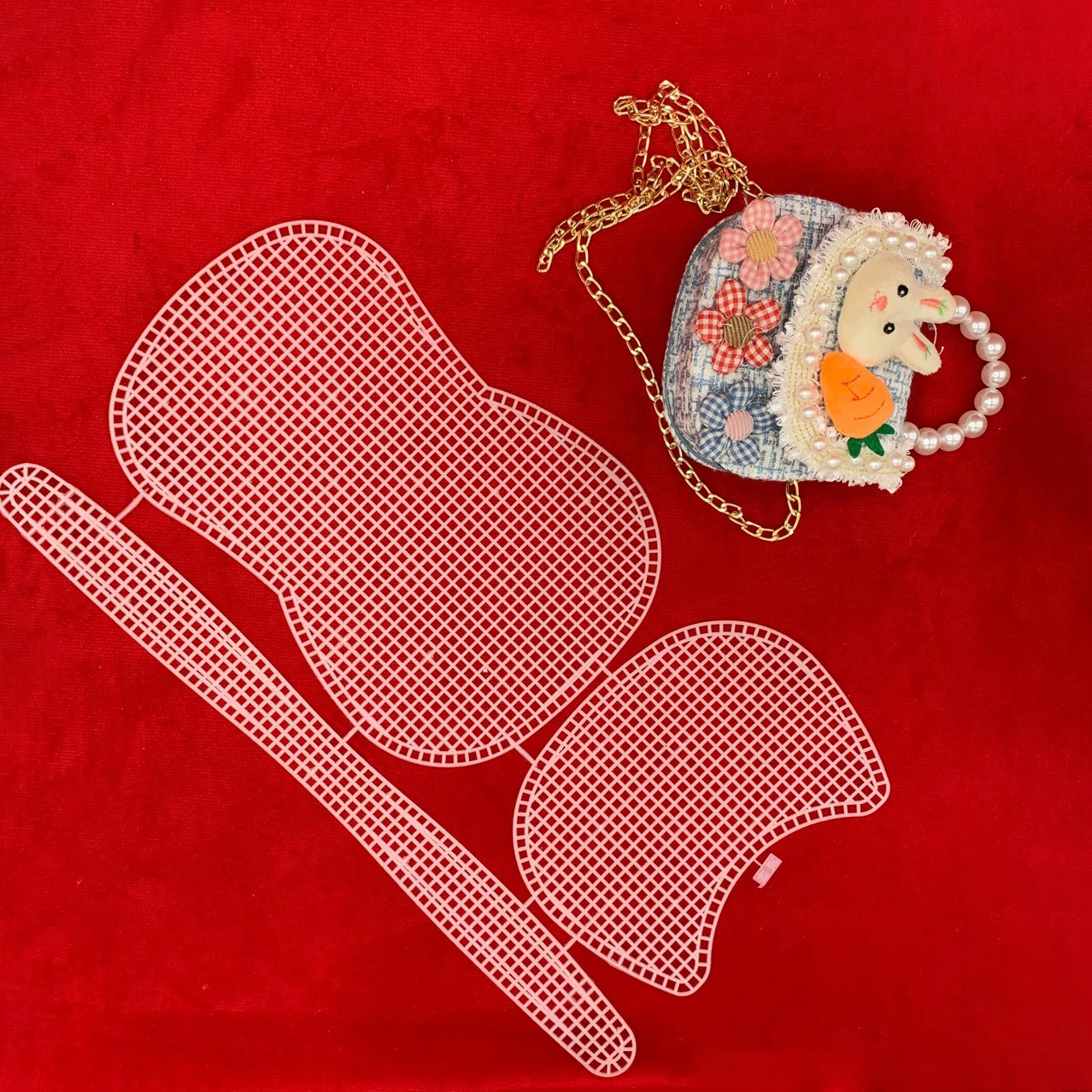 Mesh Knitting Lining Weaving Plastic Mesh Sheet Women Bag Accessories Wool Yarn Velvet DIY Hook Bag Trim Tools Easy Knit Helper