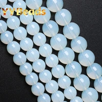 natural stone white opal beads opalite quartz round loose charm beads for jewelry making diy bracelets women necklaces 4 14mm