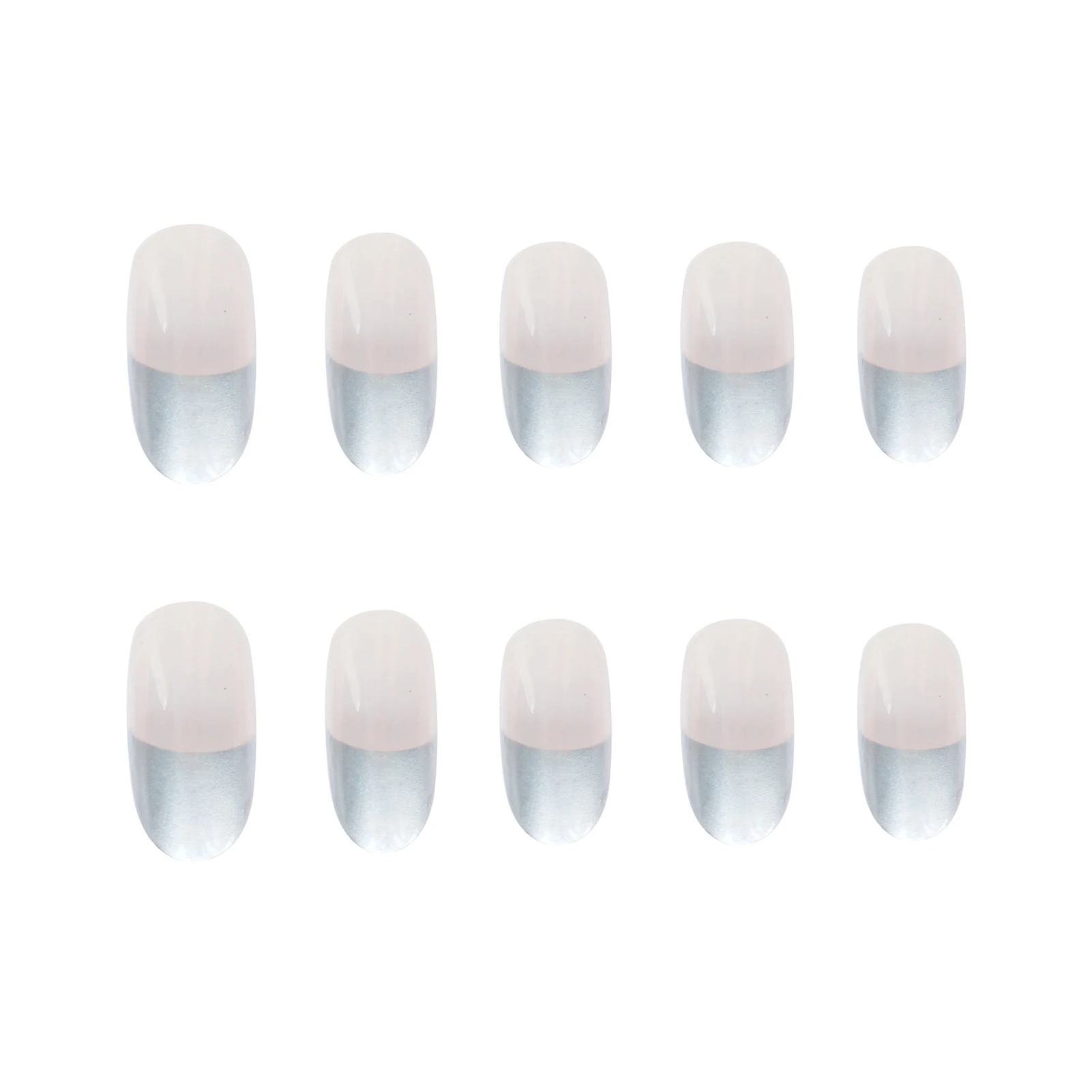 

24pcs French Silver Round Wear Long Paragraph Fashion Manicure Patch False Nails Save Time Wearable Nail Patch