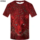 Мужская футболка с леопардовым принтом KYKU, Красная футболка с 3D-принтом, летняя футболка с коротким рукавом в стиле хип-хоп, 2019