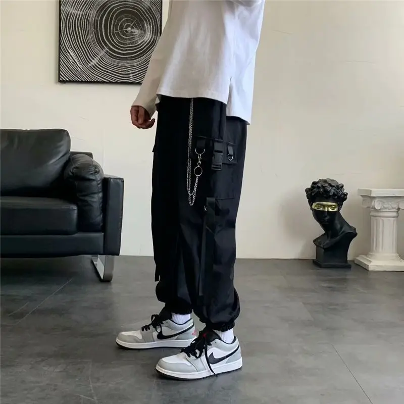

Drawstring Overalls Men Autumn Techwear Trend Casual Y2k Pants Male Korean Style Trendy All-match Multi-pocket Loose Trousers