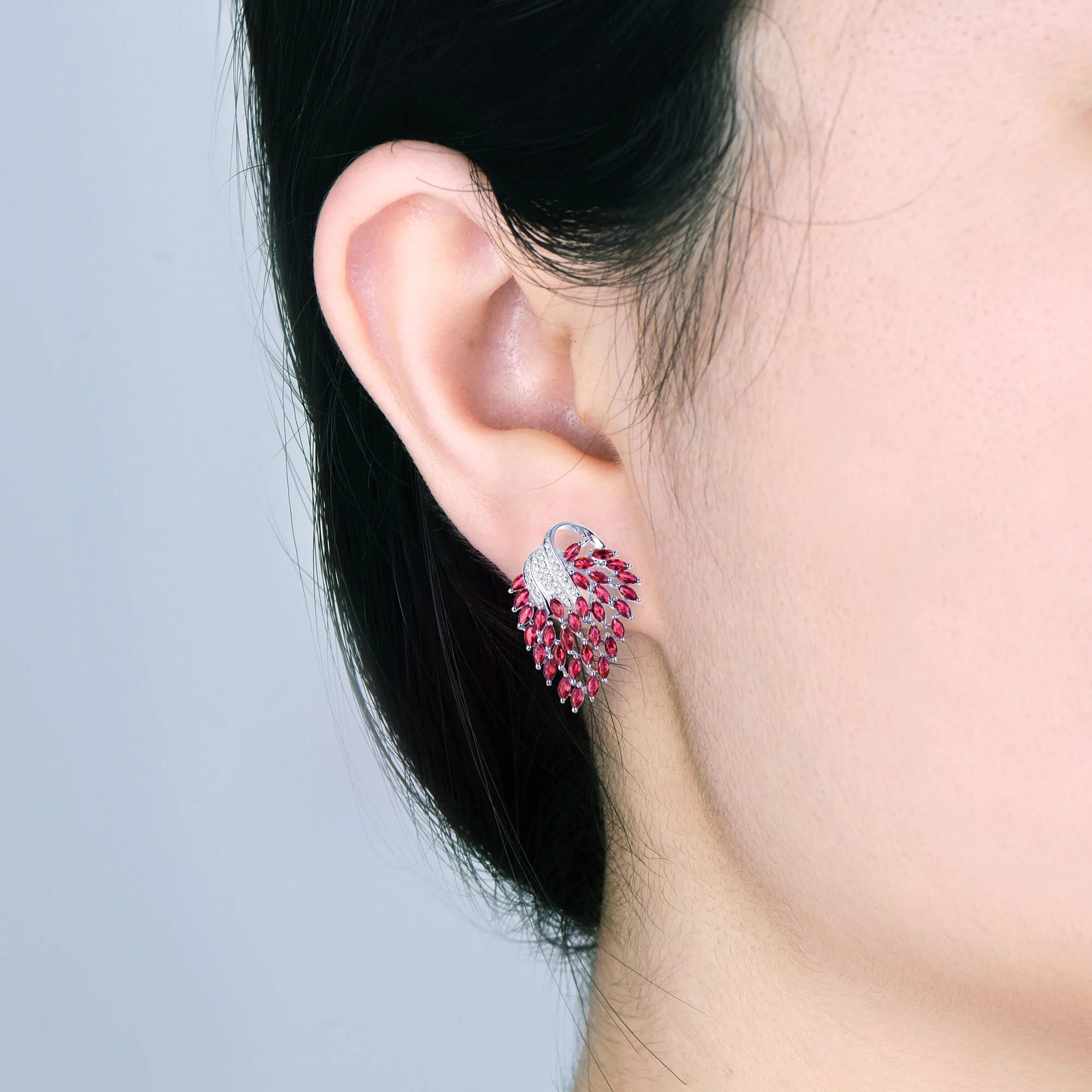 LOVERJEWELRY женские серьги 14 карат белое золото бриллиант розовый Рубин висячие