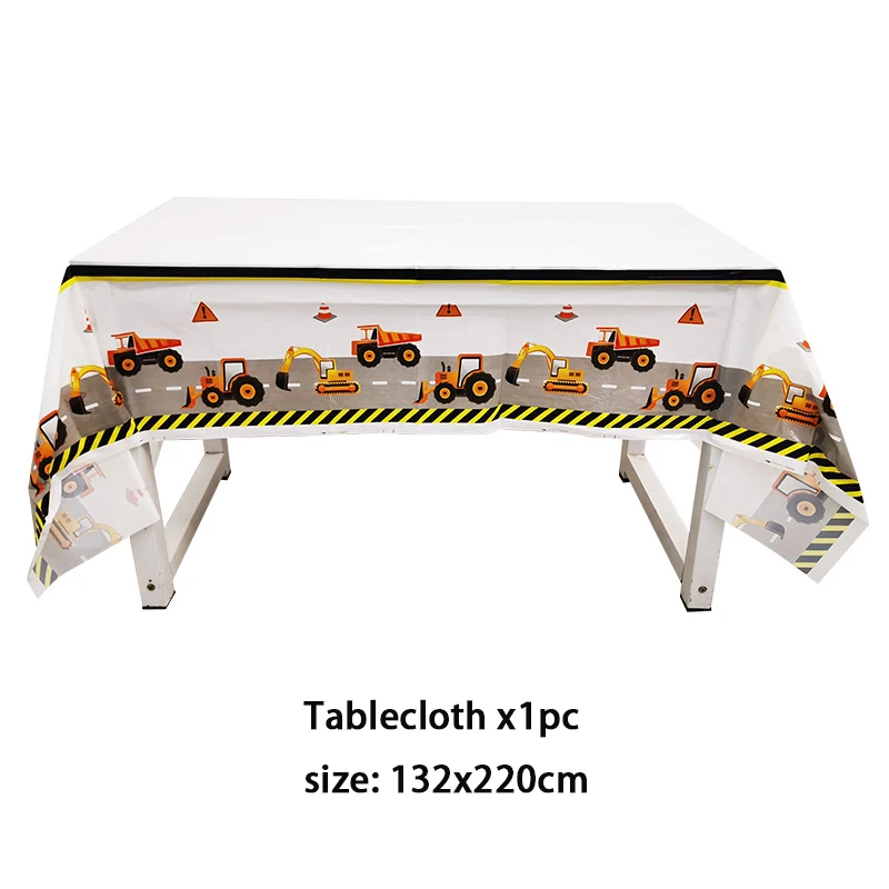 

60pcs/set Construction Trucks Engineering Cars Party Disposable Tableware Set Plate Straw Birthday Party Decorations Kids Decor