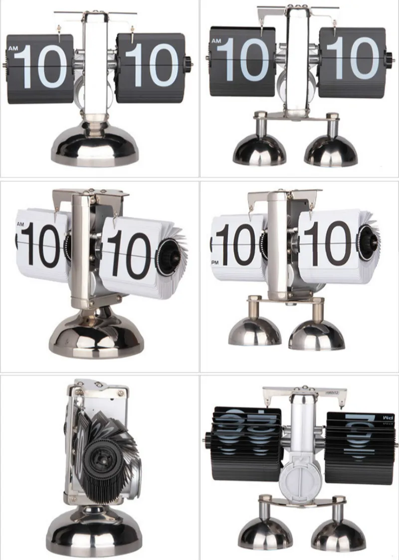 Креативный Ретро металлический Настольный Будильник весы цифровые Авто Флип