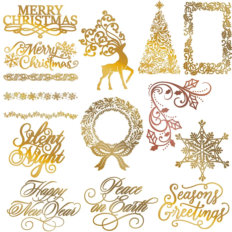 Рождественская елка олень Снежинка лоза горячая фольга пластина для