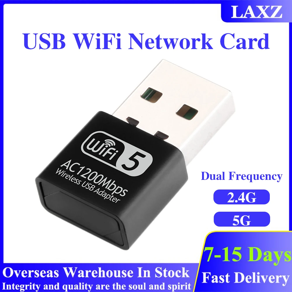 

Portable Wifi Network Card Dual Frequency 2.4G+5G USB Dongle Wireless Antenna Ethernet Adapter for PC Laptop 1200M Wifi Receiver