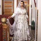 Свадебные платья с винтажной вышивкой, атласные платья с длинным рукавом и бисером, свадебное платье в арабском стиле Саудовской Аравии, индивидуальный пошив, мусульманские платья