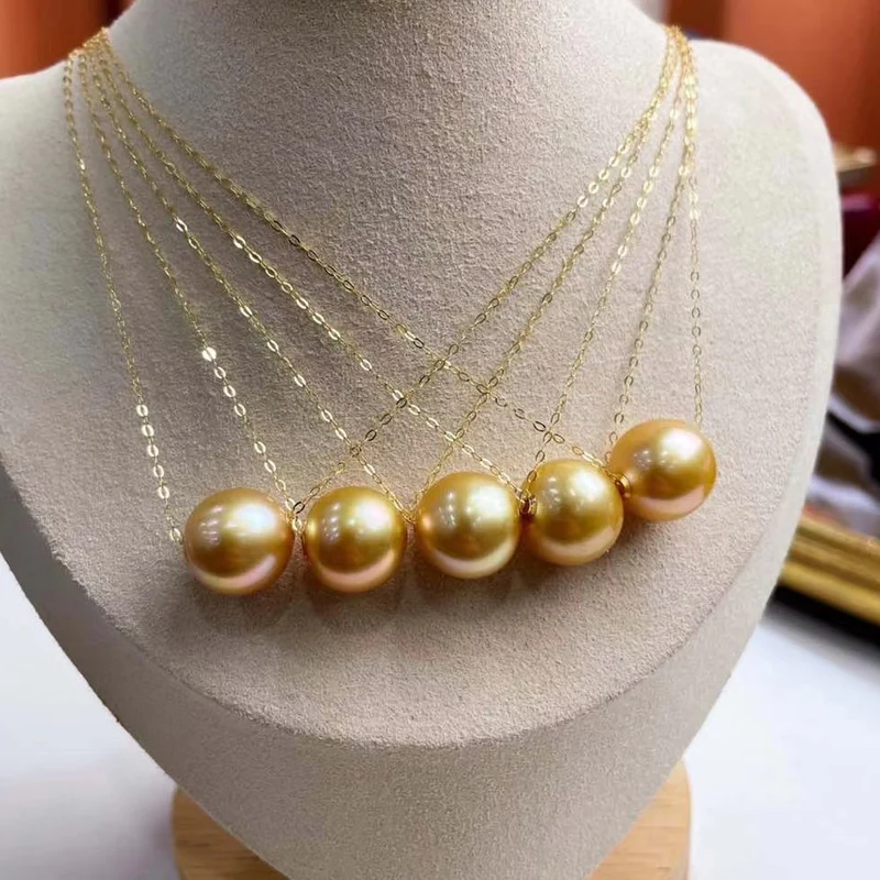 

Dainashi 18K Gold Chain Morden Elegance Pendant Pearl Necklace 10-11mm Natural Seawater Round Pearls For Women Fine Jewelry