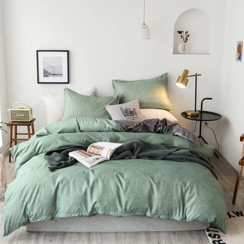 

New Design Solid Color Bedding Set Polyester Sanding Fabric Beddings Colorful Soft Simple Luxury US Size Bed Linens