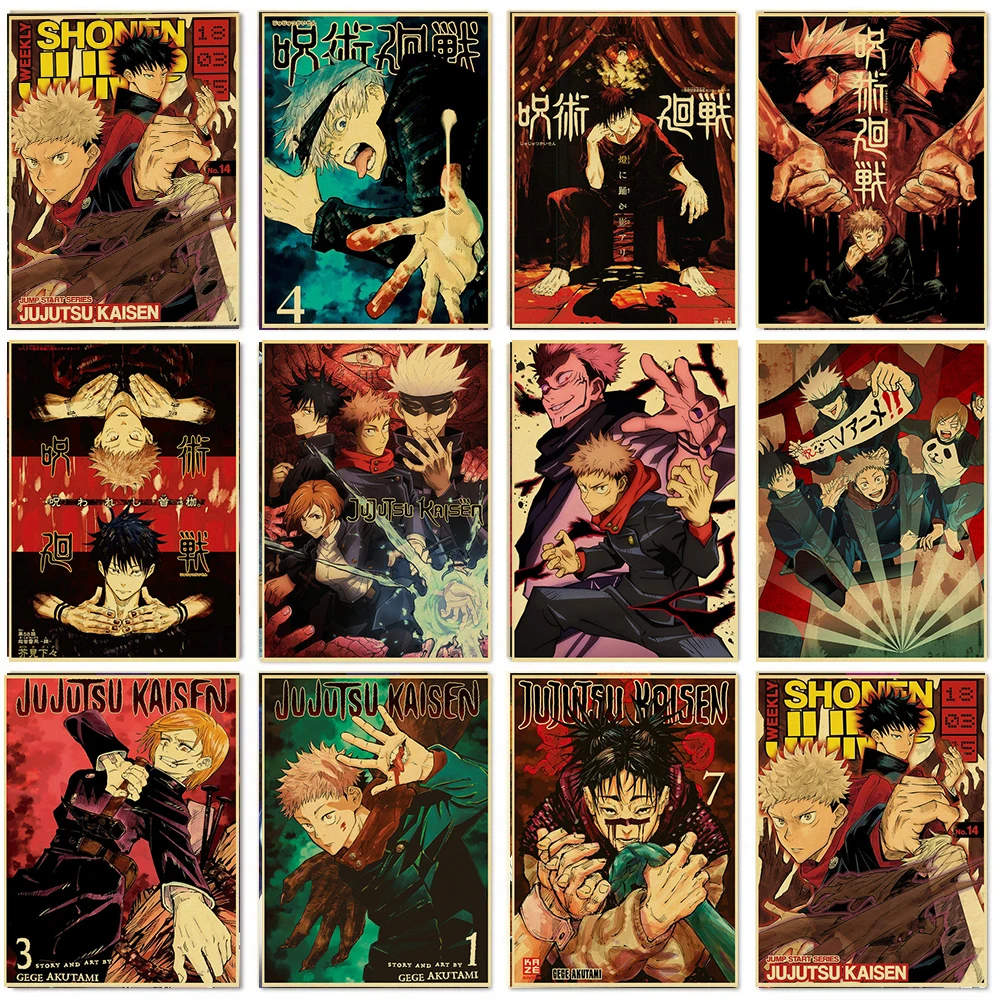 

Jujutsu Kaisen Posters Vintage Anime Wall Art Canvas Painting Study Home Living Room Decoration Pictures Home Decor No Frame