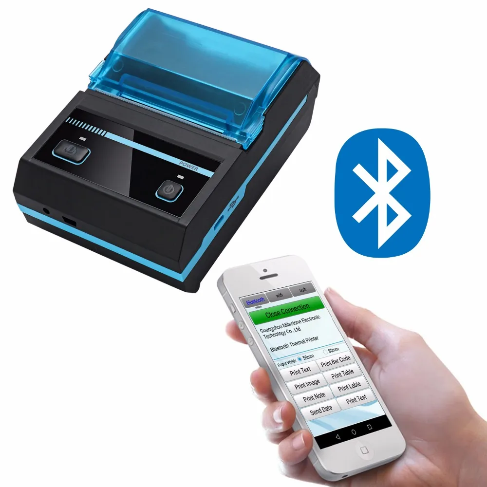 

Milestone MHT-P5801 USB Bluetooth 2 Inch Thermal Printer Receipt Printing Mini Portable Office Supplies For Work Business Home