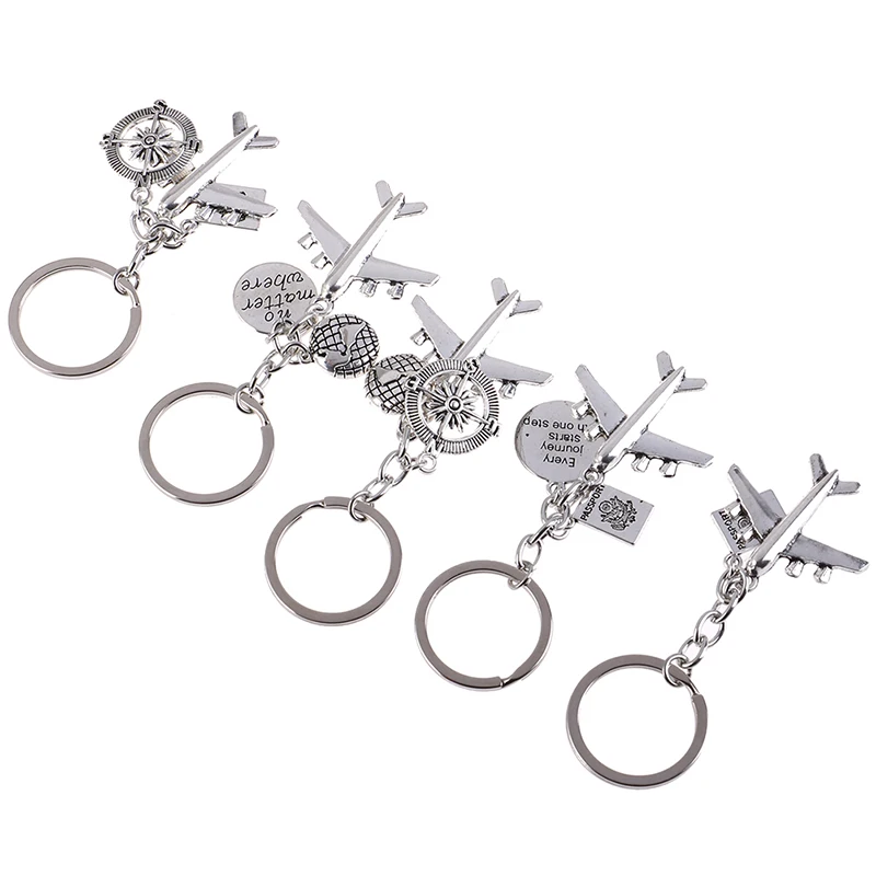 

1pcs Airplane Keychains No Matter Where Pendant Travel Keyring Earth Airplane Pendant Keychain Handmade Jewelry Gift