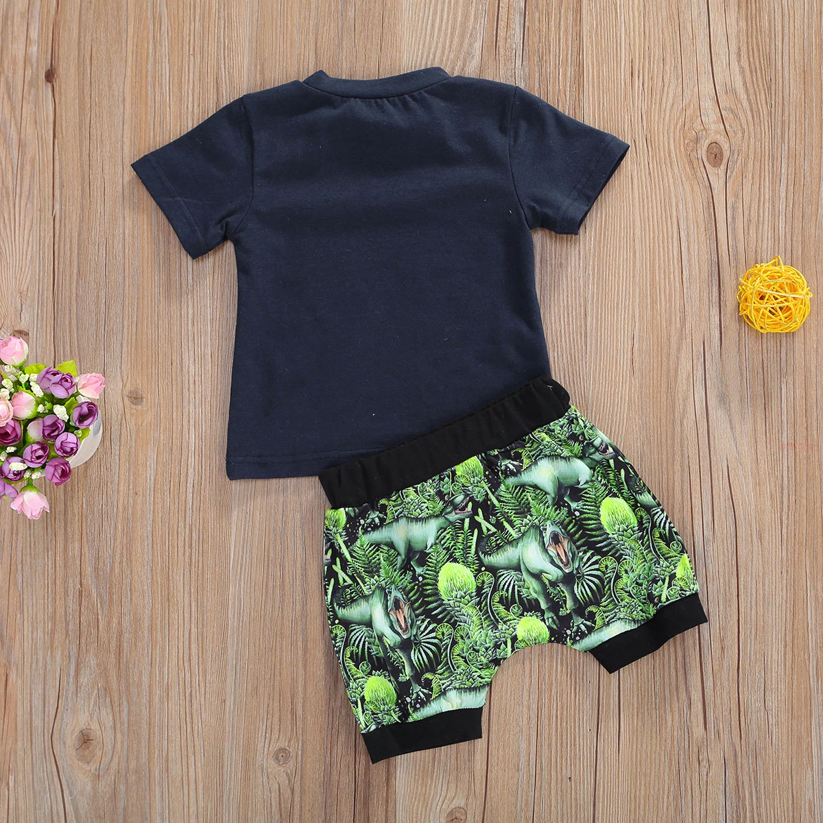 

Infant Newborn Baby Toddler Kids Boys Summer Set Clothing Short Sleeve Print O-Neck T-Shirt Top+Dinosaur Short Pants 2Pcs Outfit