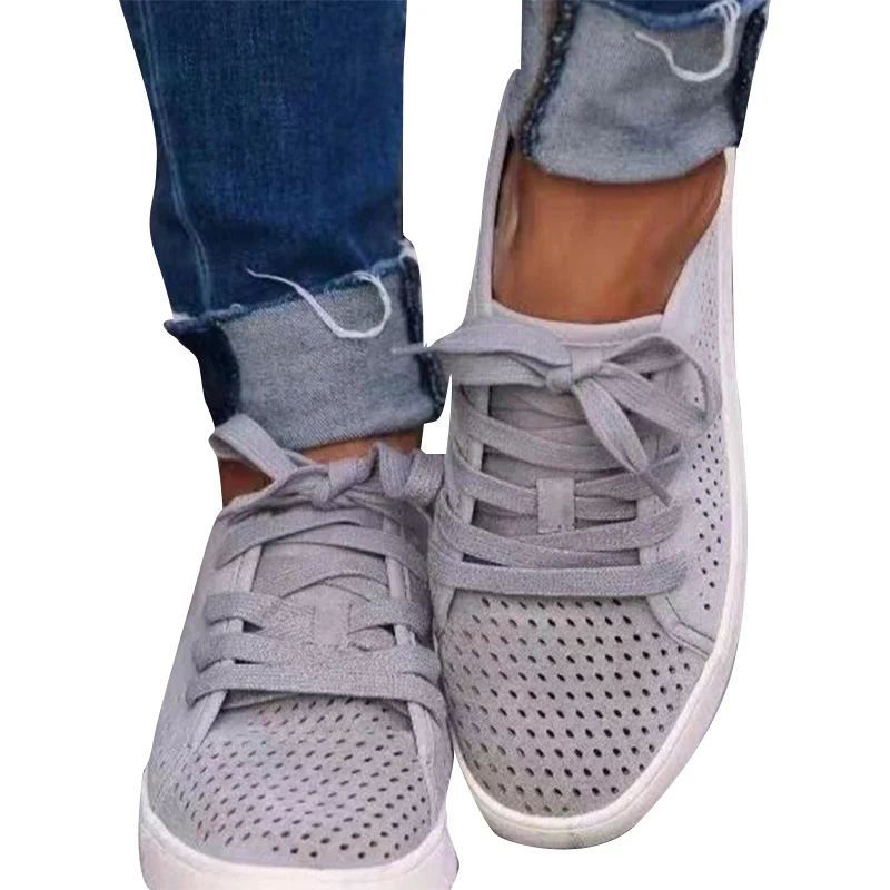 Женская обувь на плоской подошве дышащие кроссовки с вырезами замшевая