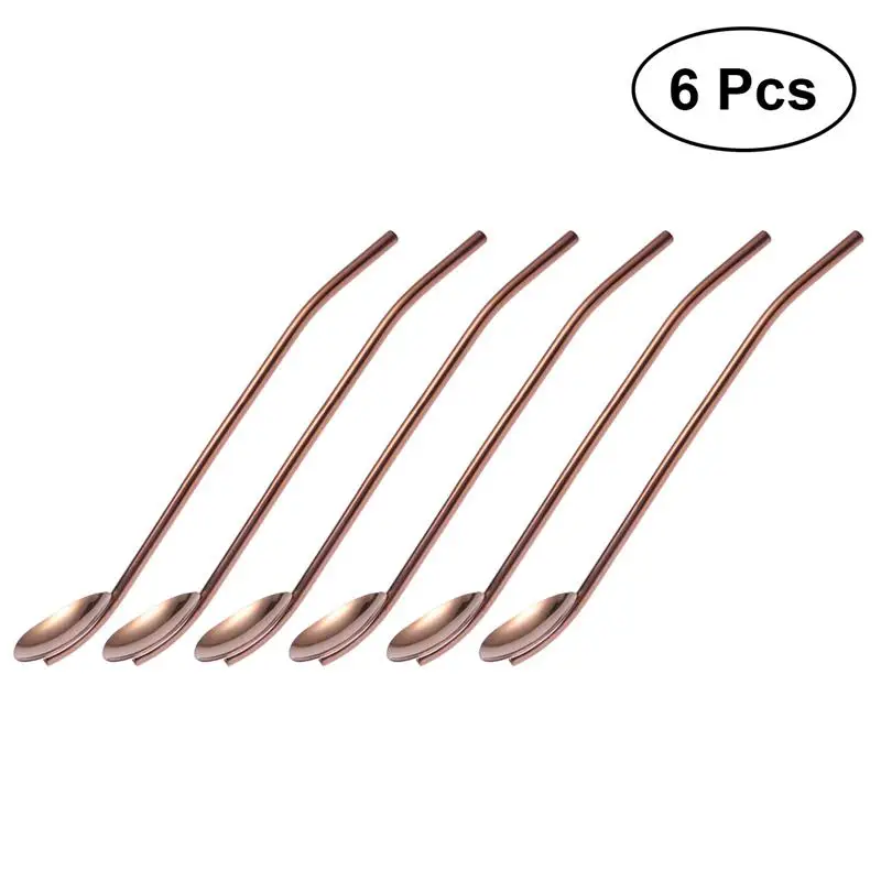 6 шт. металлическая ложка для напитков овальной формы из нержавеющей стали | Дом и