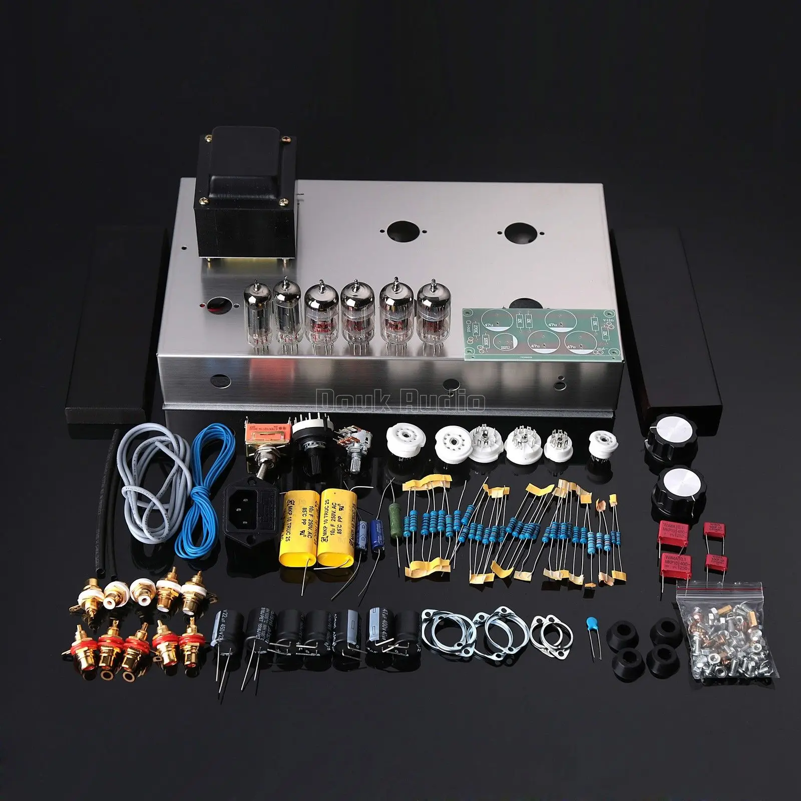 Douk аудио 12AX7 12AU7 стерео вакуумный ламповый предусилитель HiFi Предварительный усилитель Shigeru Wada Япония схема - Цвет: Full Diy Kit Amp