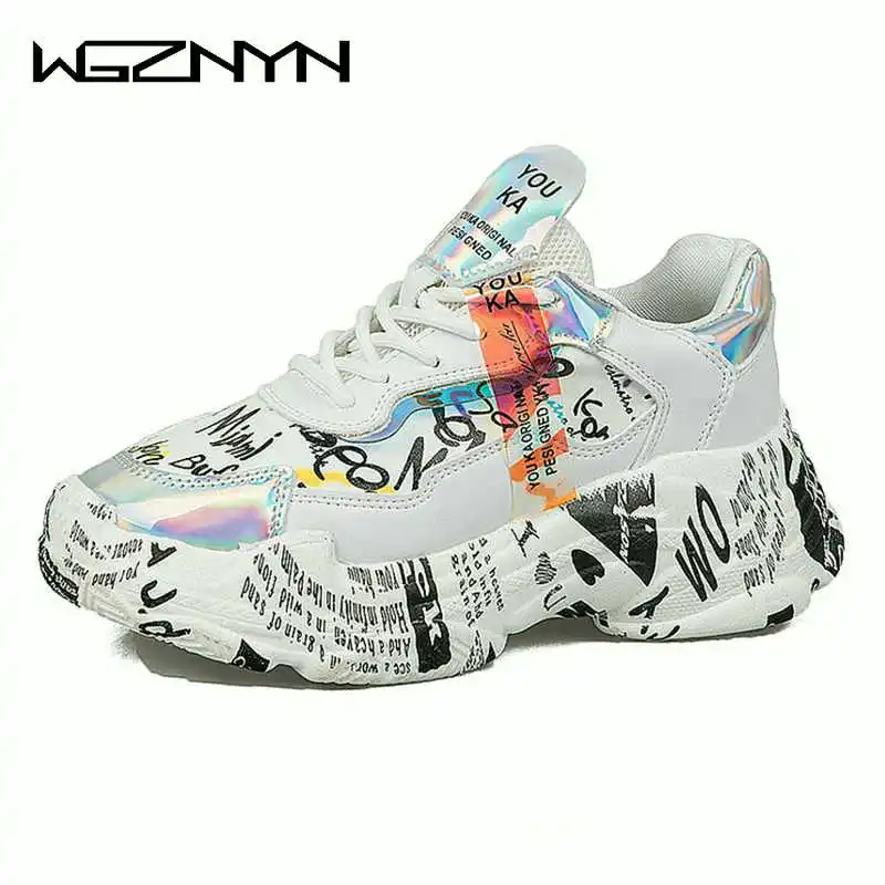 WGZNYN/летние женские кроссовки на платформе; женская повседневная обувь из Вулканизированной Ткани; женская обувь для папы; модные кроссовки на платформе; W5