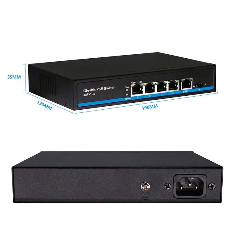 Ethernet коммутатор с 4 портами и поддержкой PoE Gigabit 1 порт быстрое подключение к
