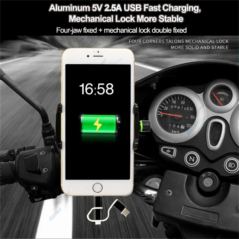 gzerma universal aluminum bicycle motorcycle phone holder with usb charger handlebar mobile phone holder motorbike moto motor free global shipping