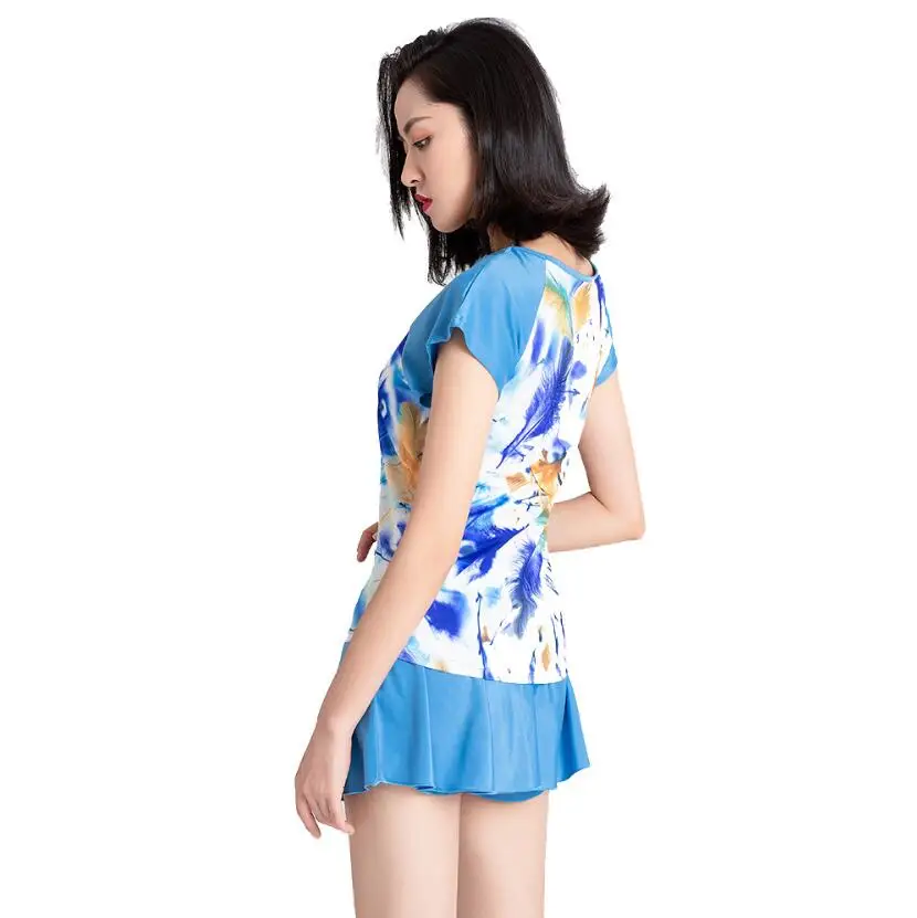 Раздельные цветочные бикини 2019 купальник с коротким рукавом и юбкой скромные