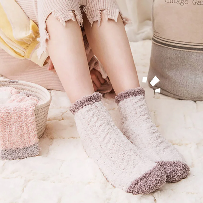 Женские теплые утепленные розовые носки для дам однотонные осенне-зимние