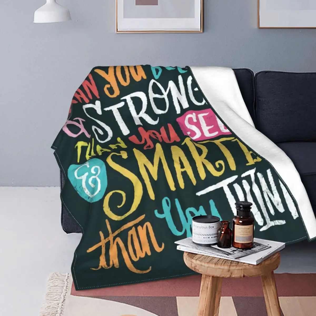 

Inspirational Life Quotes You Are Braver Than You Believe Grey White Decorative Ultra-Soft Micro Fleece Blanket Home