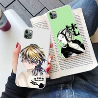 tokyo revengers phone case candy color for iphone 6 6s 7 8 11 12 xs x se 2020 xr mini pro plus max mobile bags anime cartoon