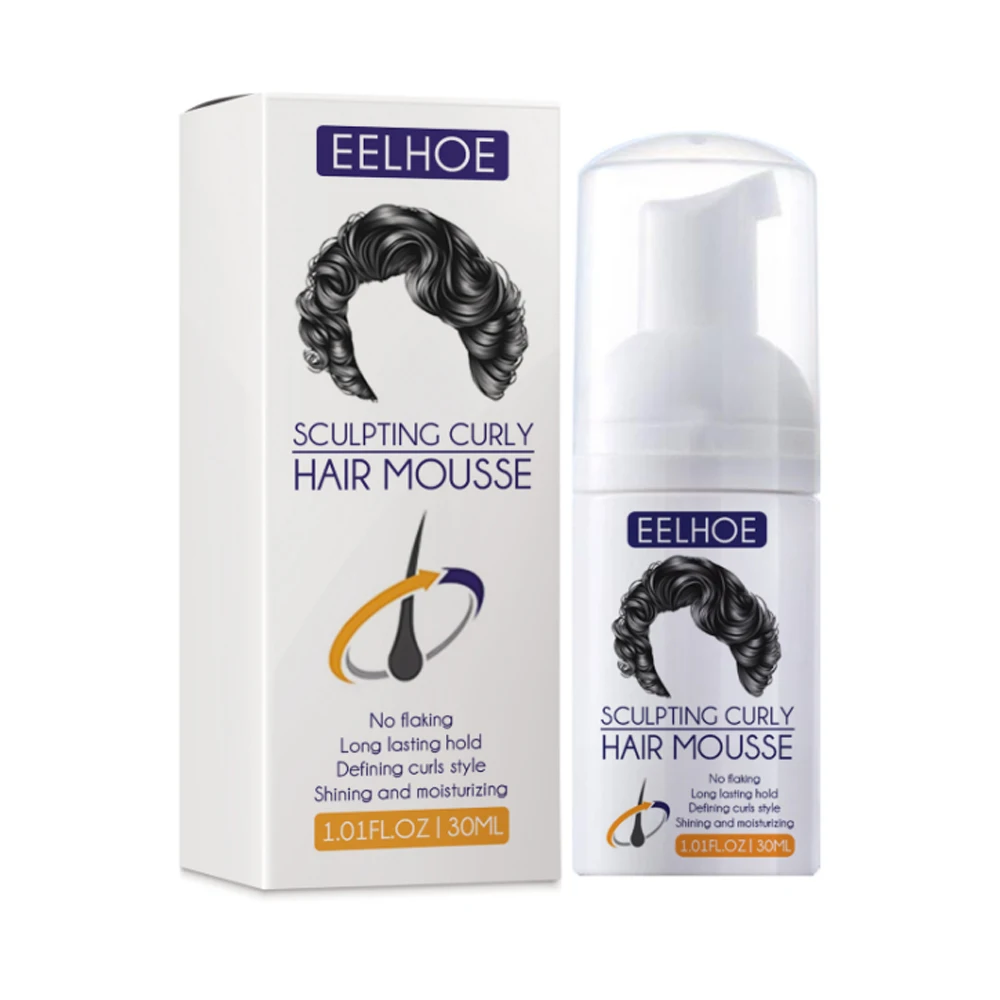 30ml Curly Hair Mousse  Hair Styling Define Curly Hair Finishing Anti-Frizz Fixative Mousse Extra Volume Long Lasting Hold Tools