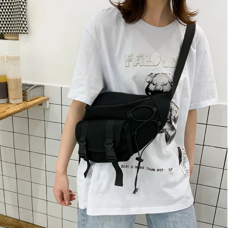 

GOPLUS 2021 Canvas Waist Bag Sports Chest bag Women Messenger Bags Sport designer Fashion Style Bag
