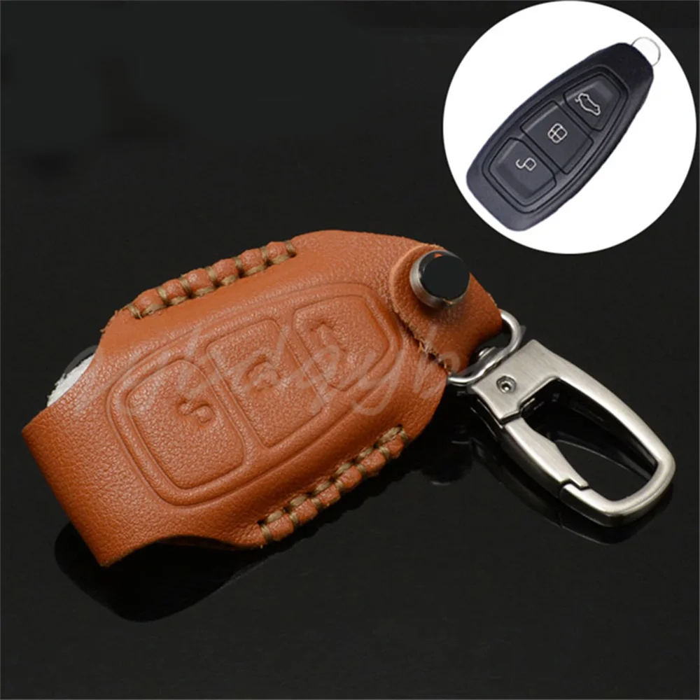

Leather Remote Key Fob Case Shell Skin Cover Holder Protector Bag Fob For C-Max Ford Fiesta Focus Kuga Accessories Styling