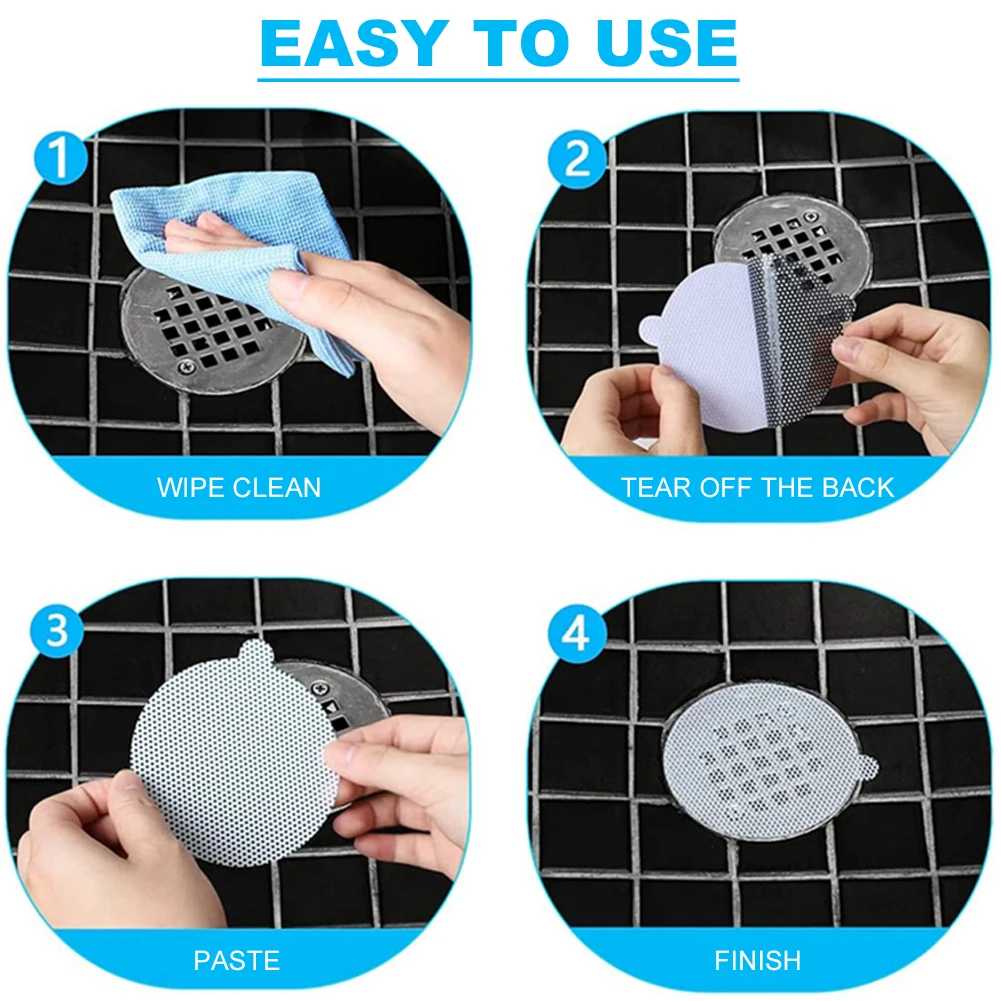 

25PCS Round Disposable Shower Drains Hair Catcher Mesh Stickers Stopper for Bath Hair Stoppers Bath Accessories