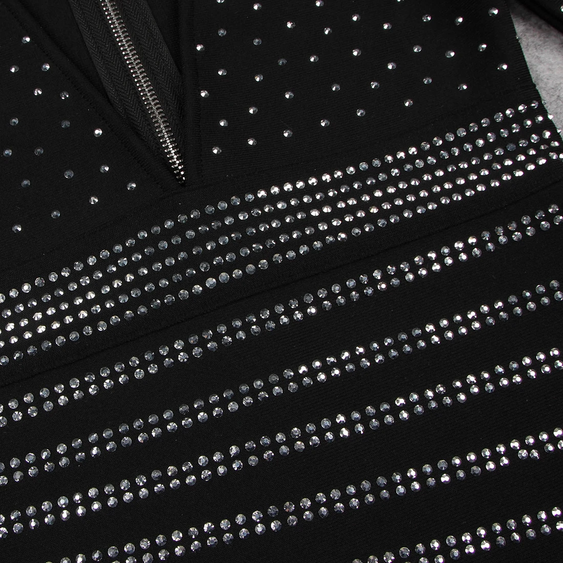 

Women Sexy Long Sleeve V Neck Black Crystal Diamonds Mini Bodycon Bandage Dress 2021 Elegant Evening Party Club Dress Vestidos