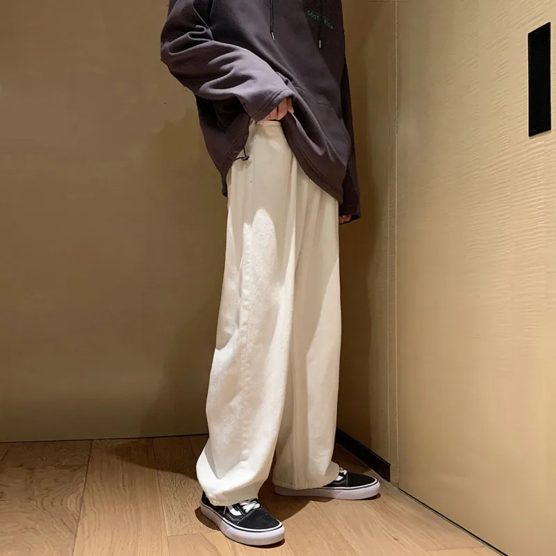 Джинсы корейские мужские с широкими штанинами модные повседневные Прямые джинсы