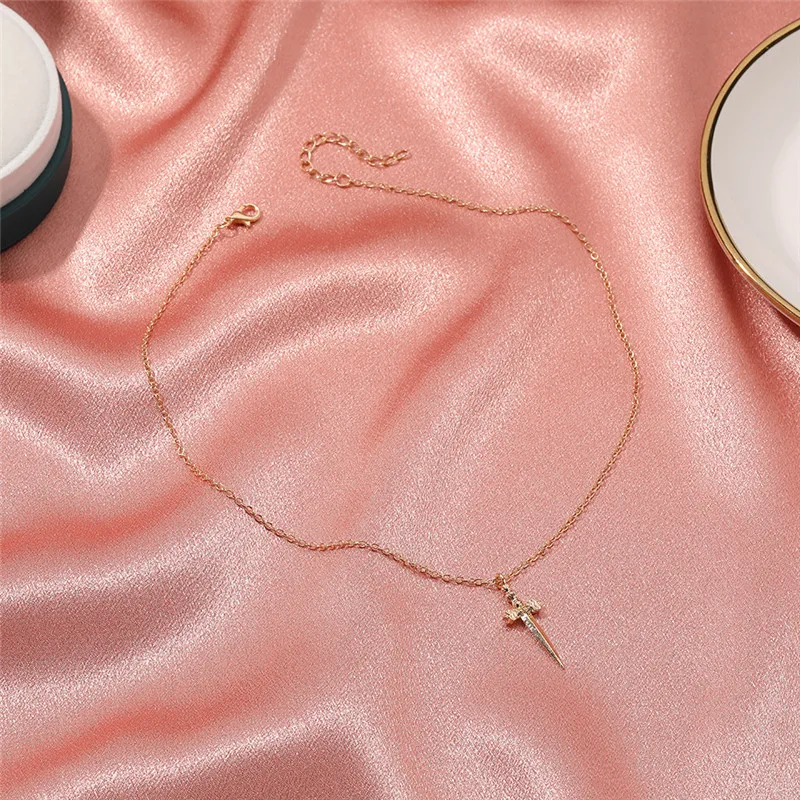 Модное винтажное ожерелье с кулоном в виде меча для женщин и мужчин Ретро хип-хоп