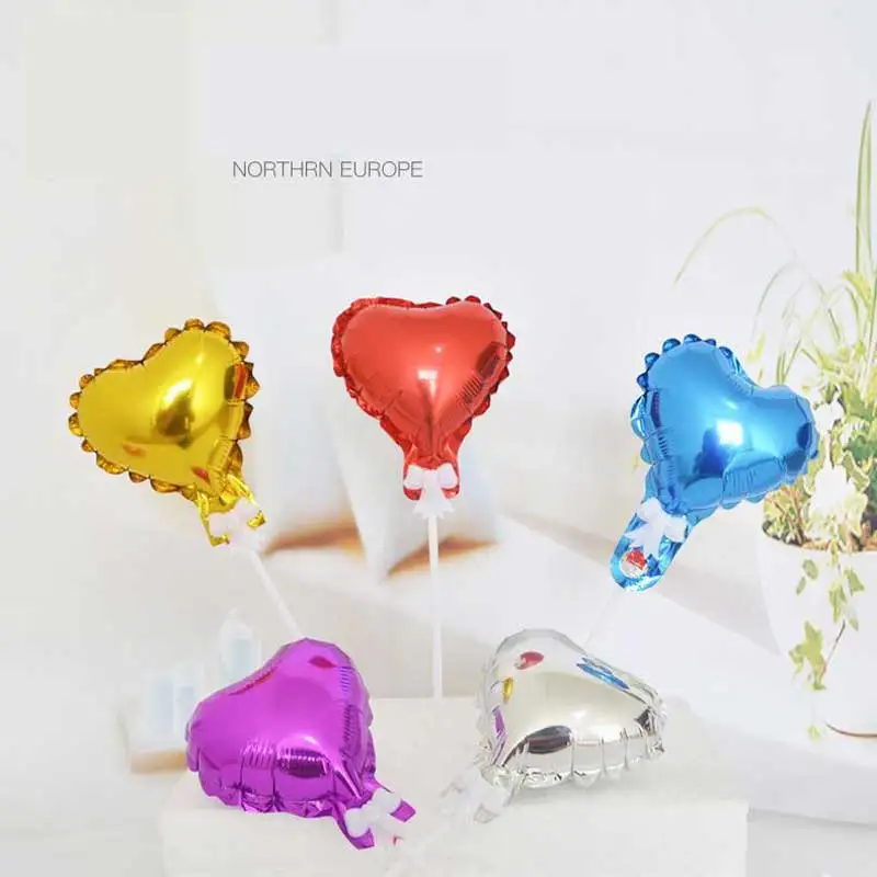 

5pcs/lot 5inch Star Heart Shape Balloon Cake Topper Decoration Baby Shower Birthday Wedding Party Cupcake Toppers Supplies