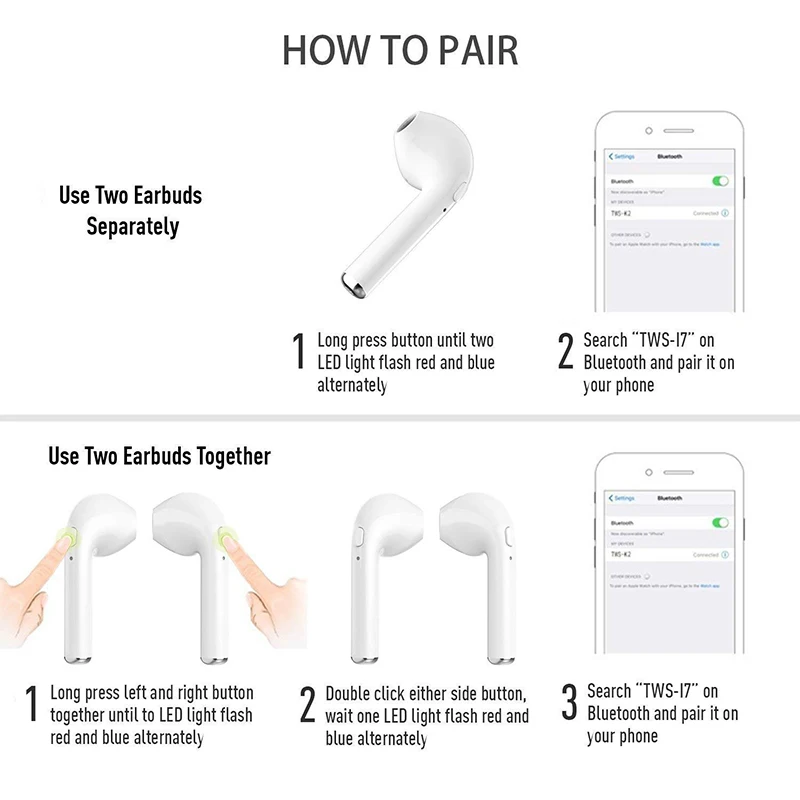 I7S TWS наушники Мини Bluetooth 5 0 стерео бас беспроводная гарнитура с микрофоном для iPhone