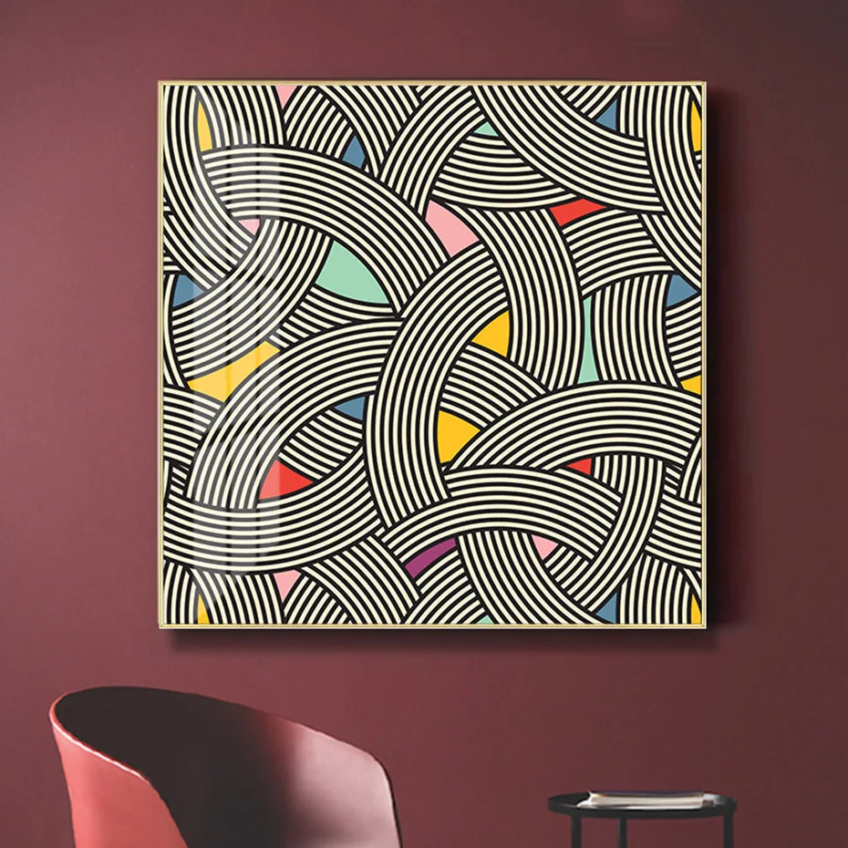 

Hand Painted Abstract Colorful Corss Lines Canvas Oil Paintings Posters Wall Art Picture for Kids Living Room Home Decorative