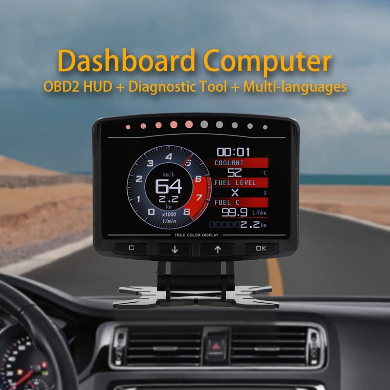 X50 Pro Car OBD2 HUD Gauge Meter Multi Functional Digital Dashboard Computer Auto Display Coolant Oil Temp Turbo Boost