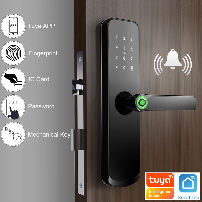RAYKUBE дверной замок с отпечатком пальца Wifi Tuya приложение пароль 13 56 МГц IC карта