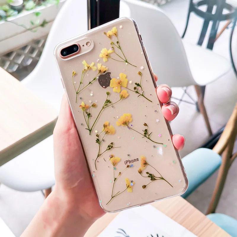 Прозрачный Мягкий ТПУ чехол для телефона с настоящими цветами для iPhone 11 X XS XR XS Max 6 6S 7 8 Plus Красивая задняя крышка - Цвет: T14