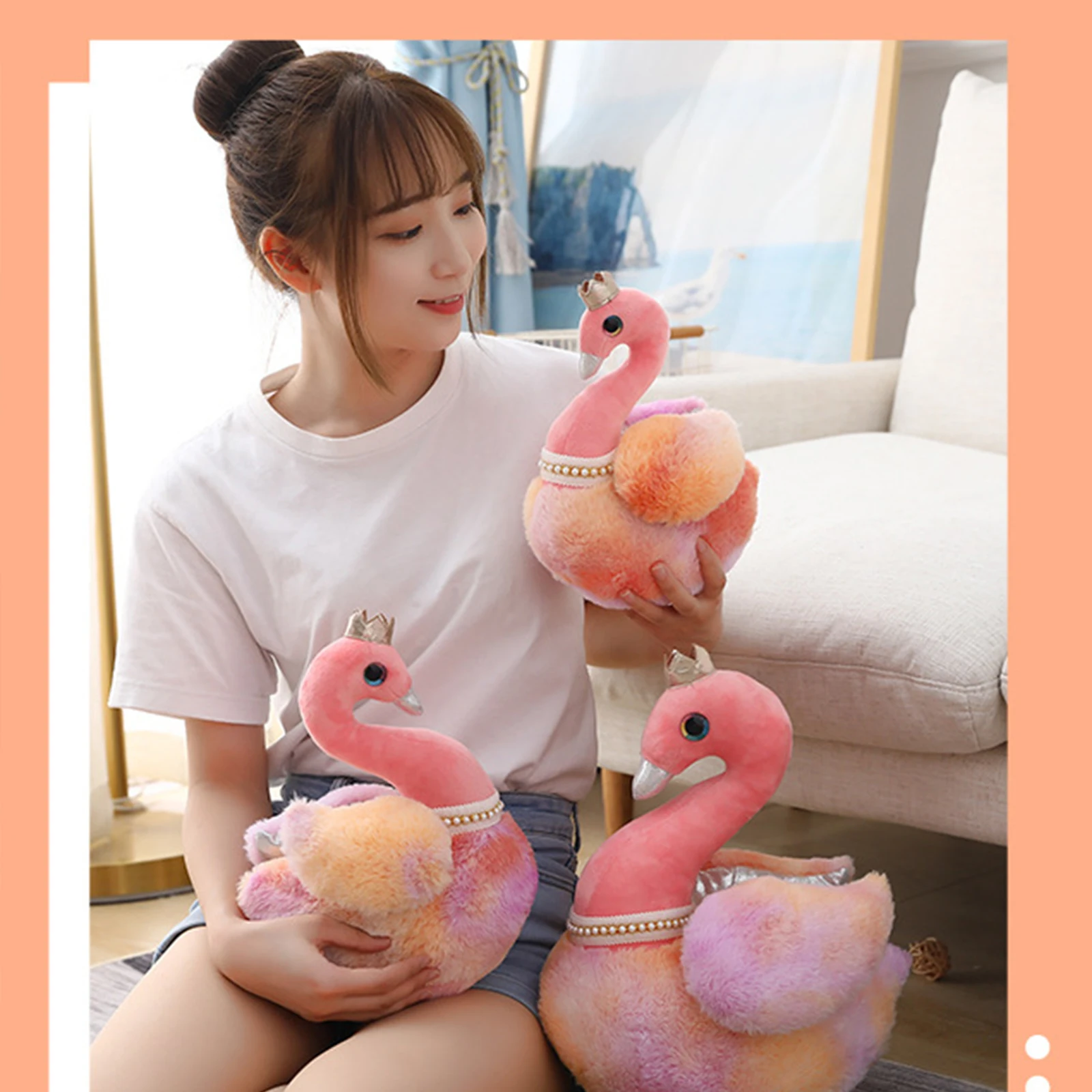 Plush Toys Cartoon Swan Shaped Doll Stuffed Desktop Ornament Nice Gift for Children Adults Black/White | Игрушки и хобби