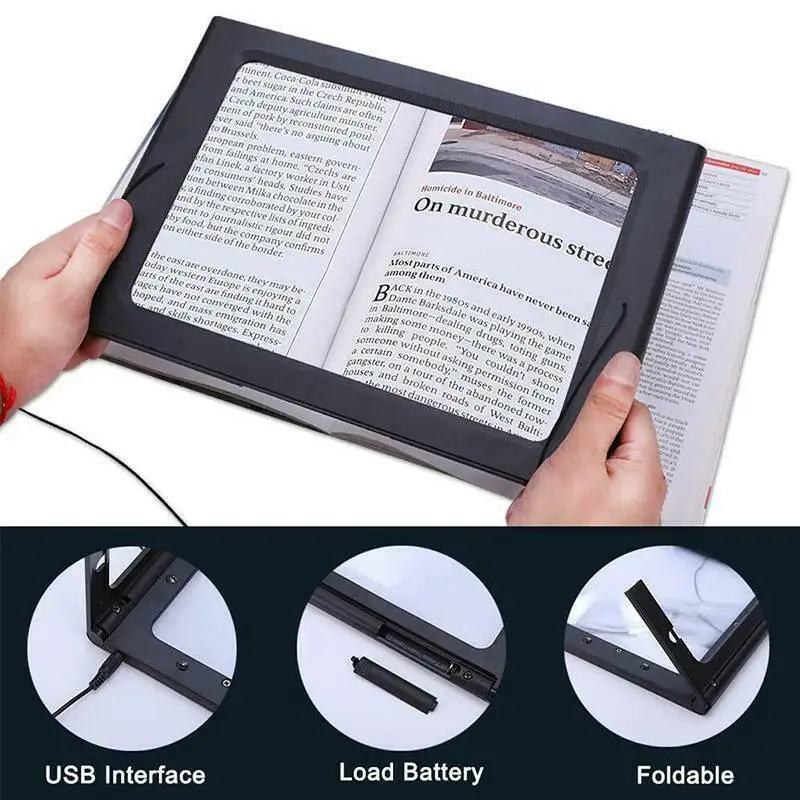 

Hand Free Large Desk Magnifying Glass Table Light LED Magnifier Neck Strap Stand