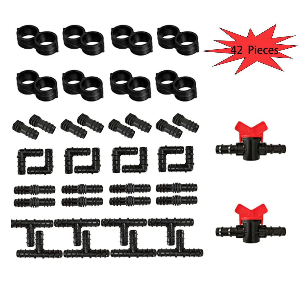 

16PE Capillary Fittings Set 16 Straight-Through Elbow Three-Way Plug With 42-Piece Ball Valve Set Irrigation