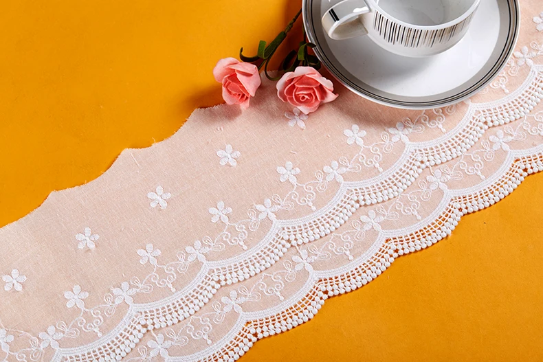 Двухслойная хлопковая кружевная лента с цветочной вышивкой ткань для шитья