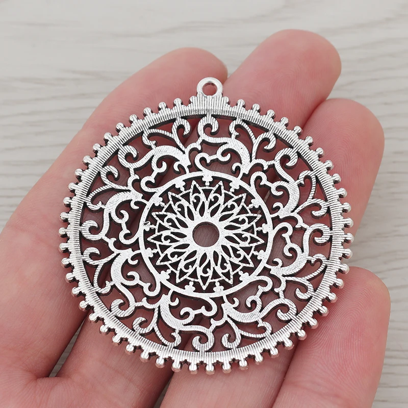 3 x тибетские серебряные большие филигранные Круглые Подвески с цветком для